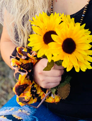 Leopard Sunflower Scrunchie