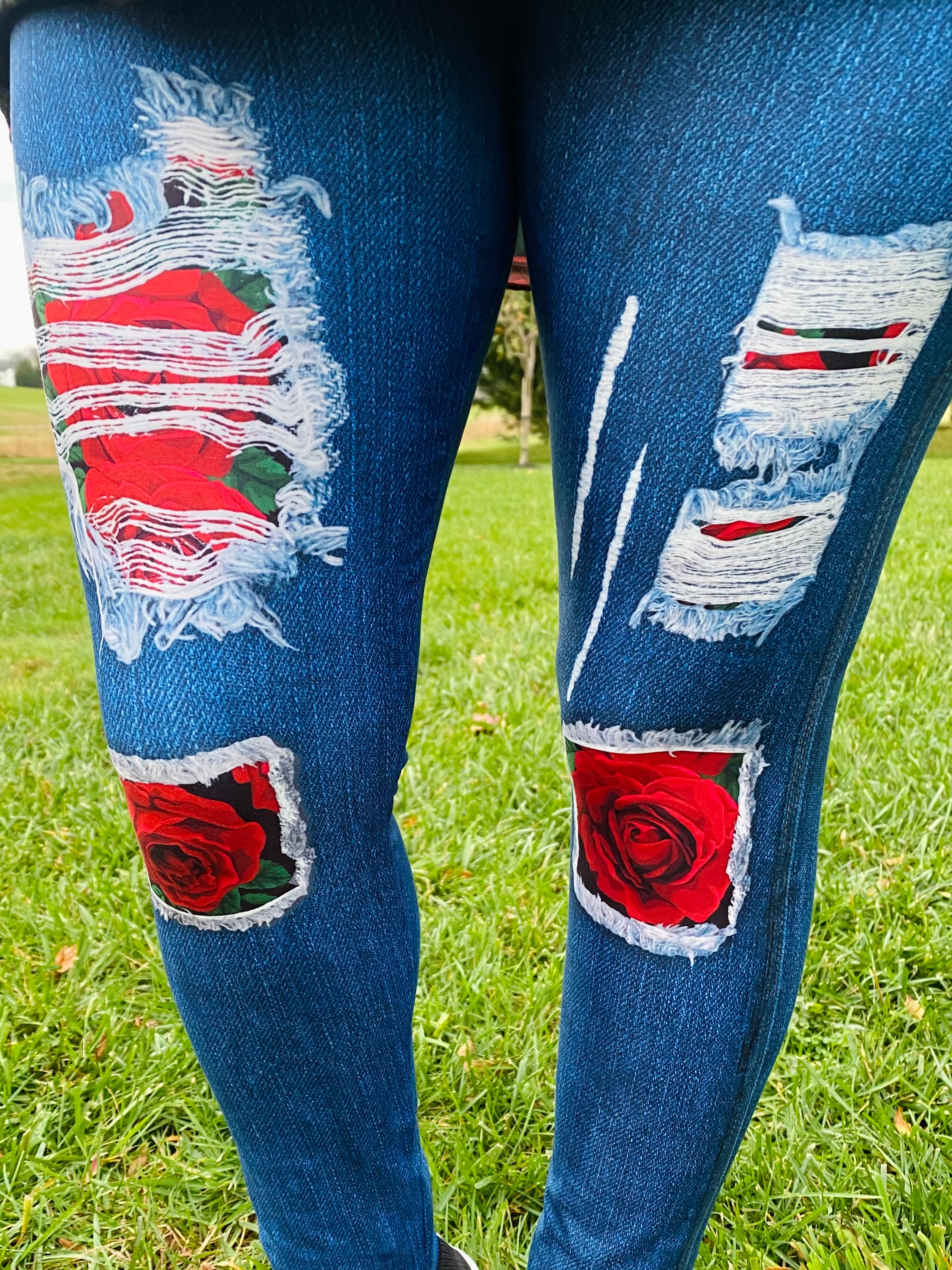 Sunflower Patch Blue Jean Leggings – Sunflower Obsession