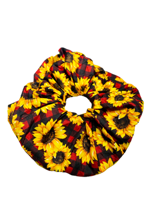 Red Buffalo Plaid Sunflower Hair Scrunchie