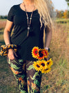 Sunflower Camouflage Hair Scrunchie