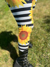 Black & White Stripe Sunflower Leggings