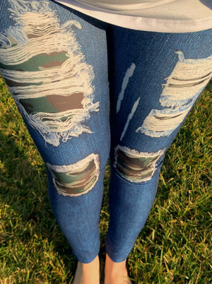 Camouflage Patch Jean Leggings