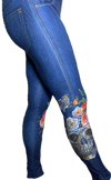 Skulls & Roses Blue Jean Leggings