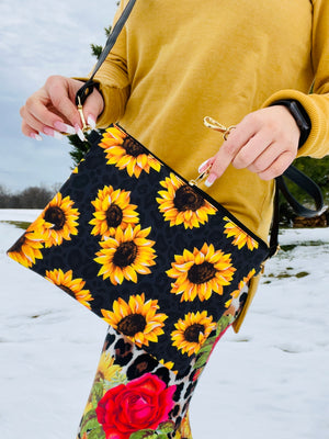 Sunflower Leopard 2 in 1 Crossbody Wristlet Purse