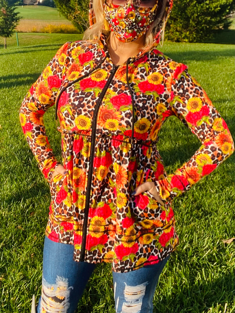 Sunflower Leopard Rose Stef Hoodie Jacket